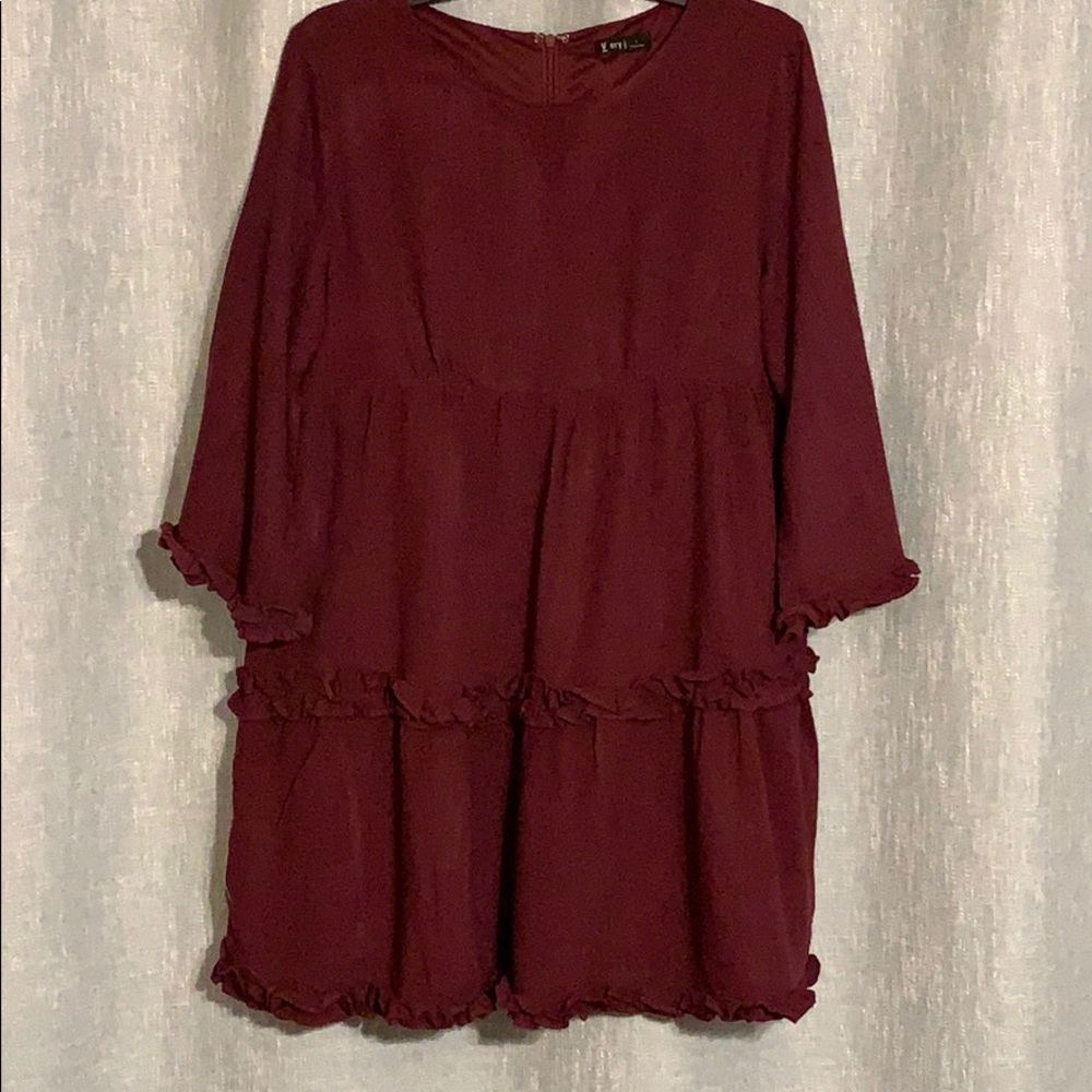 Wine colored Tiered Dress